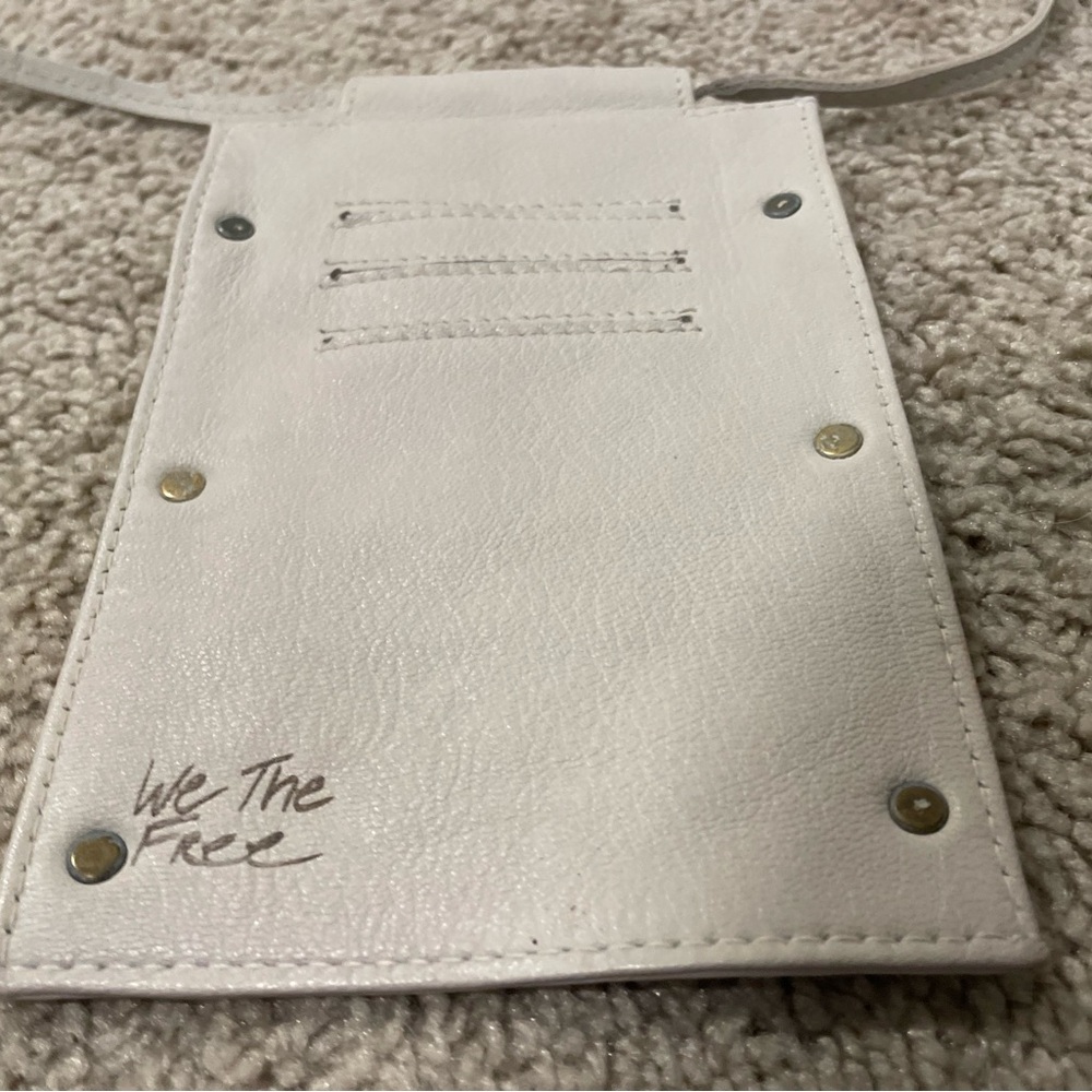 Free People We The Free Cream Leather Wallet Lanyard